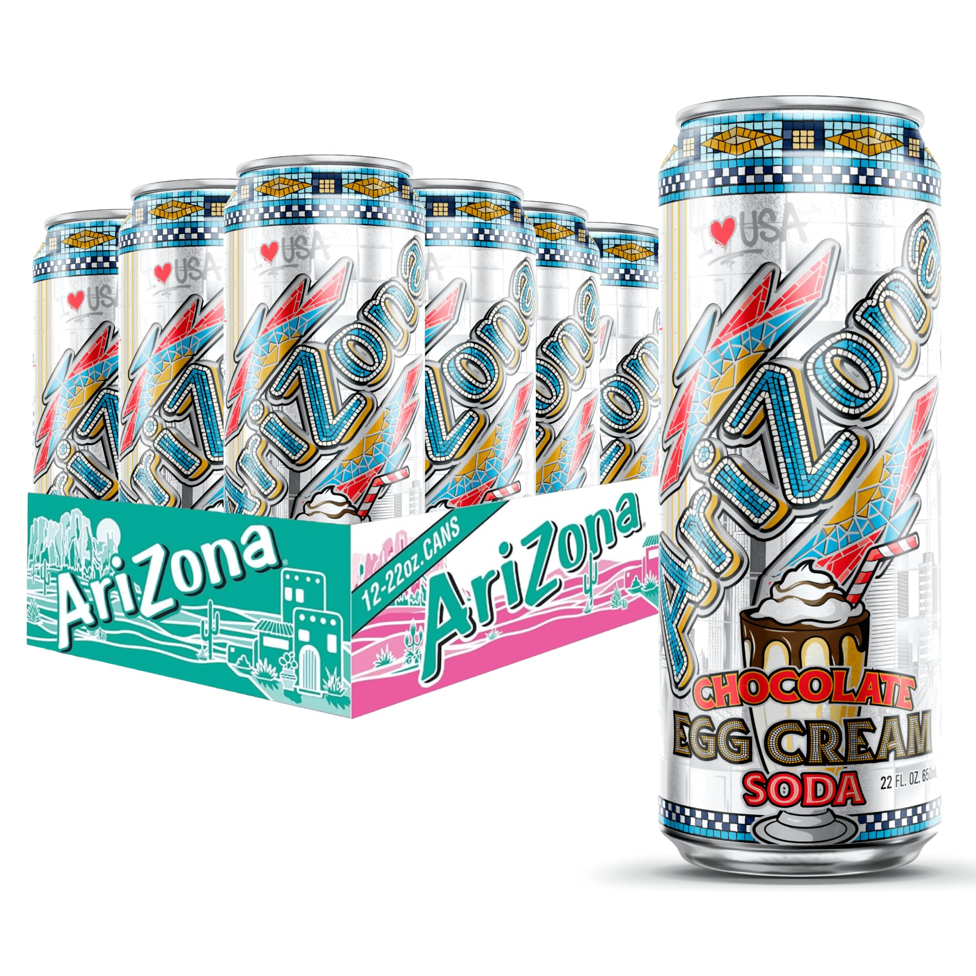 Amazon.com: AriZona Chocolate Egg Cream Soda | Lightly Carbonated